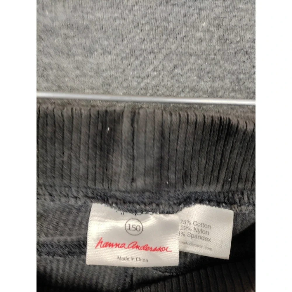 Hanna Andersson Girls Pants 12 Black Ribbed Velour‎ Casual Pajama Comfy